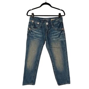 CEPO! Light Medium Wash Cropped Light Distressed Jeans Small